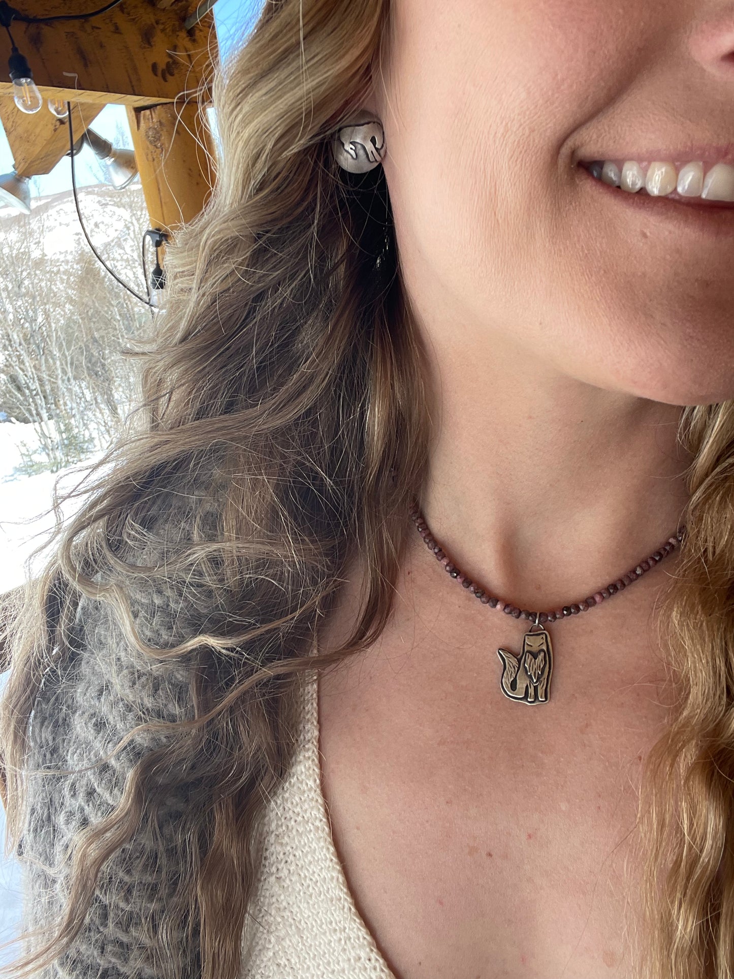 tourmaline fox necklace