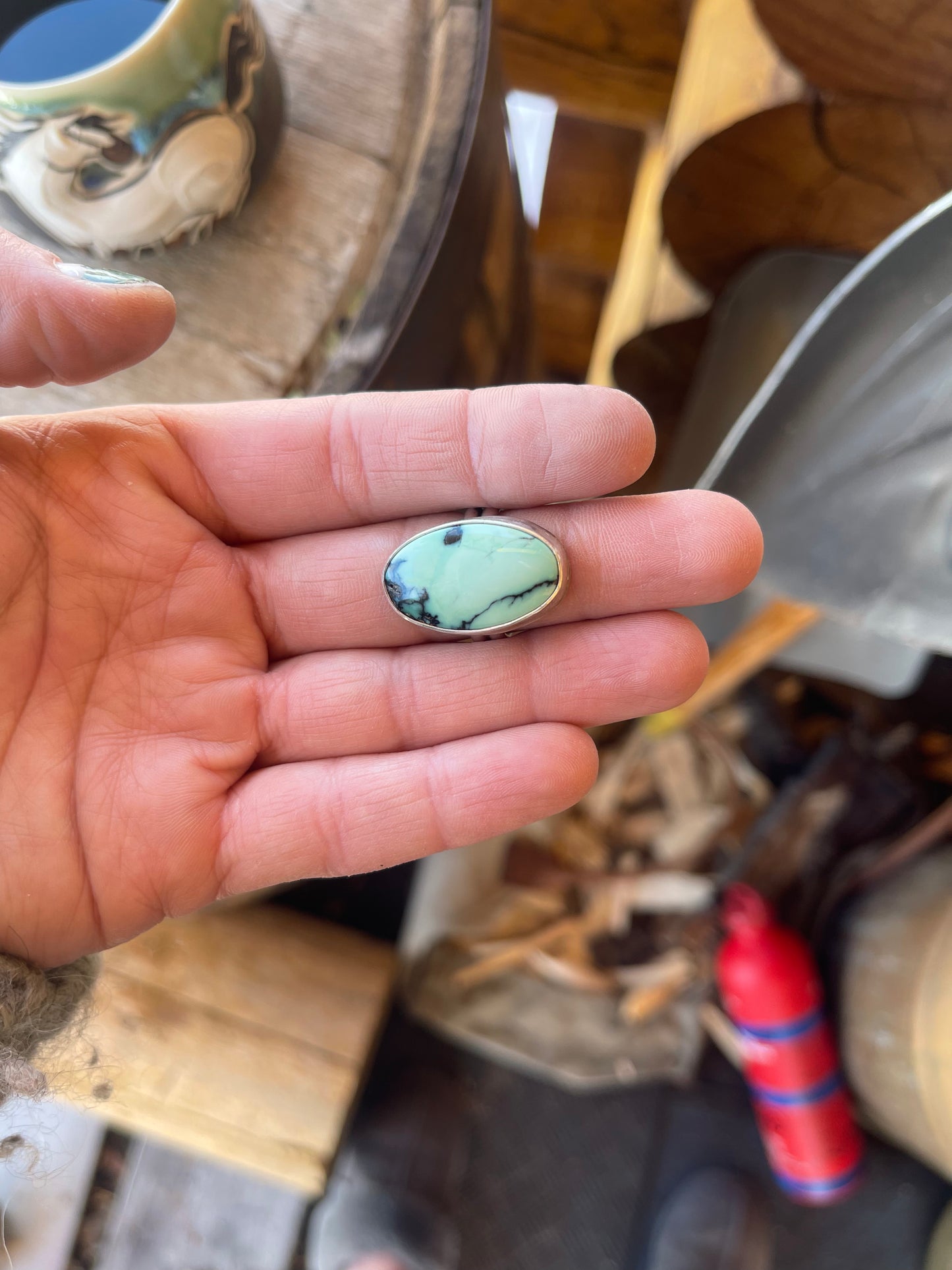 angel wing variscite ring • size 7.75