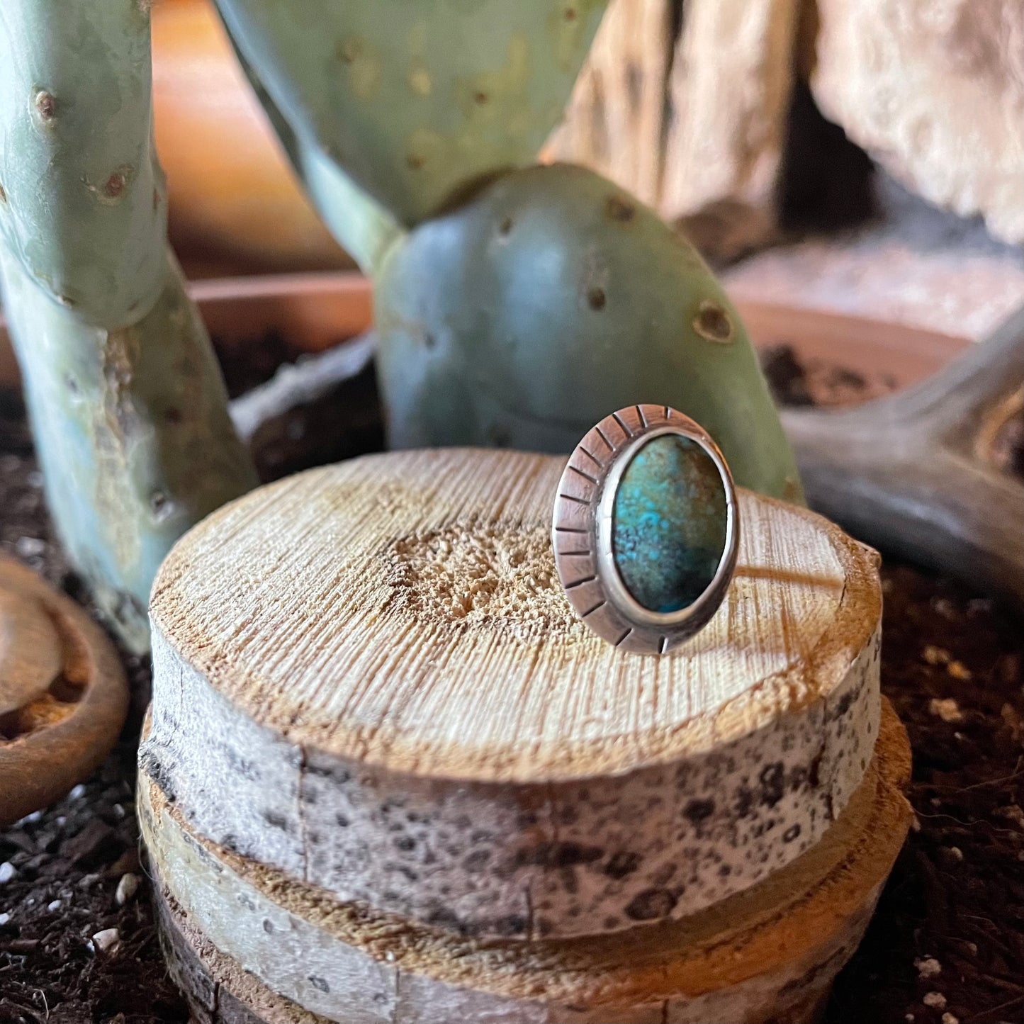 vintage turquoise sunray ring • size 6.5