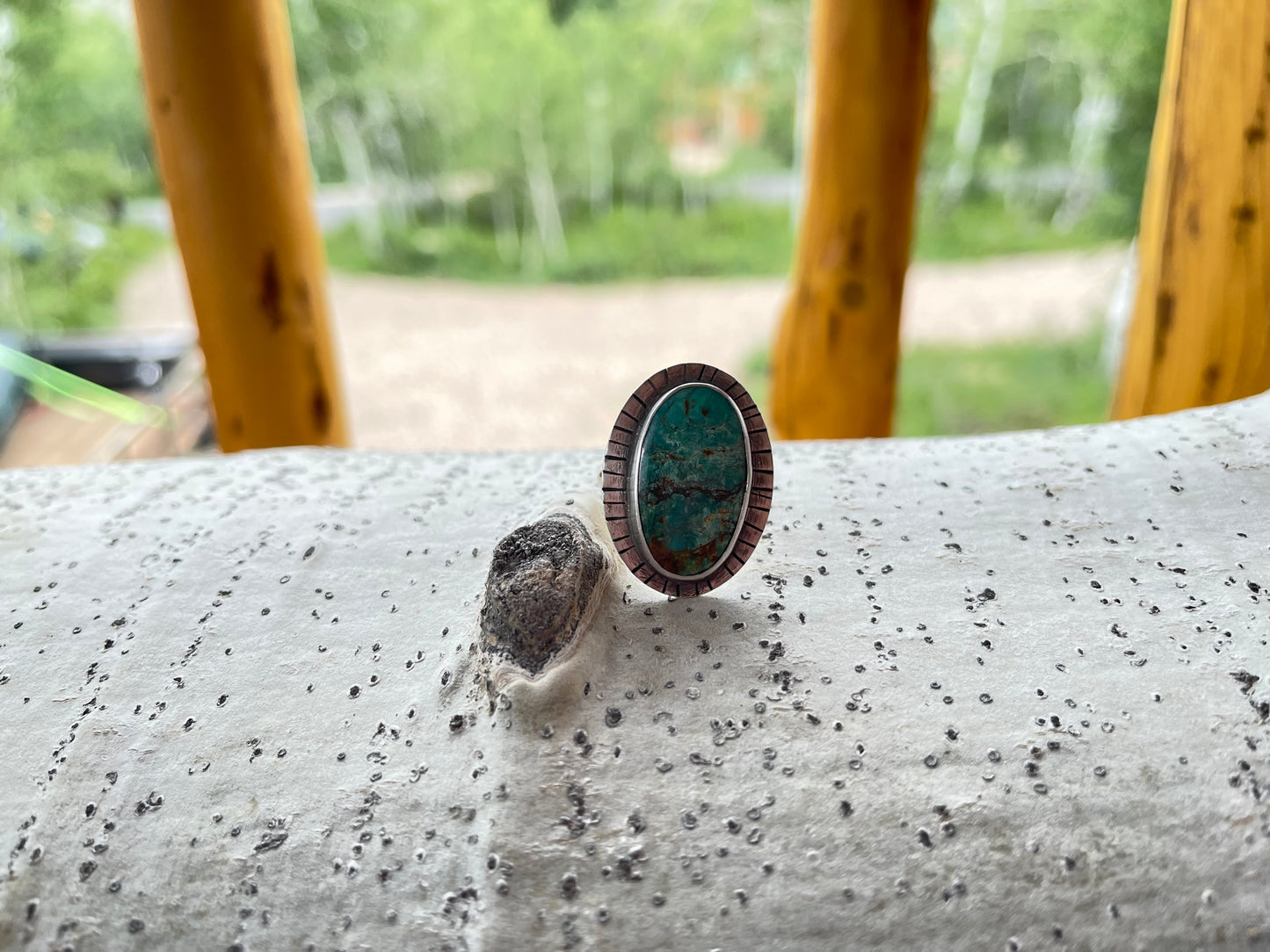 turquoise sunbeam ring • size 8.5