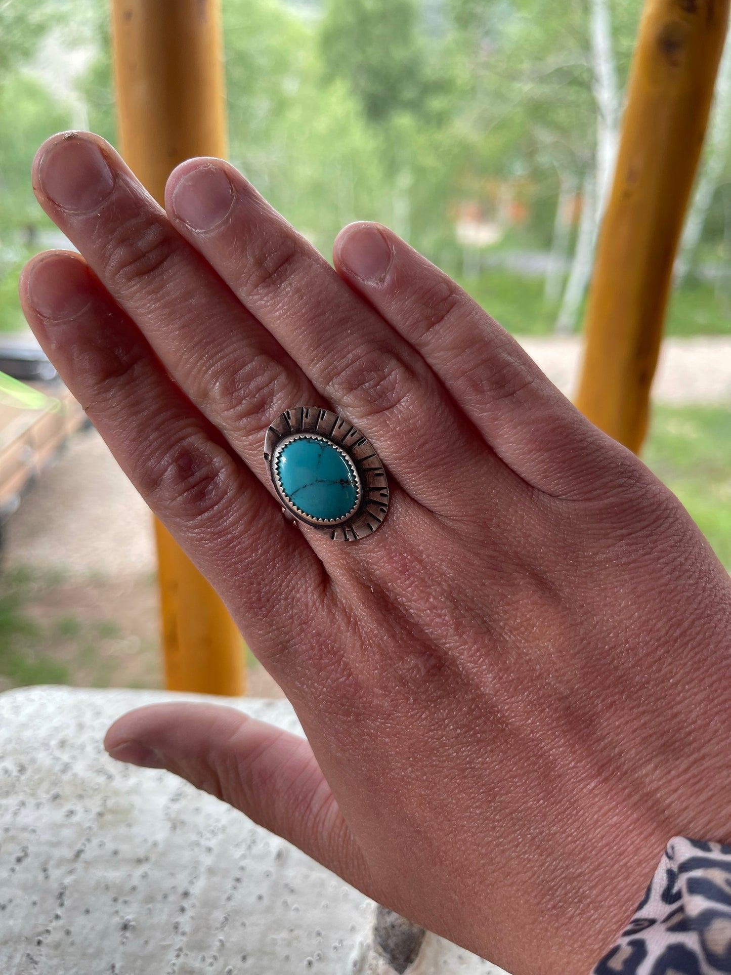 turquoise sunray ring • size 8