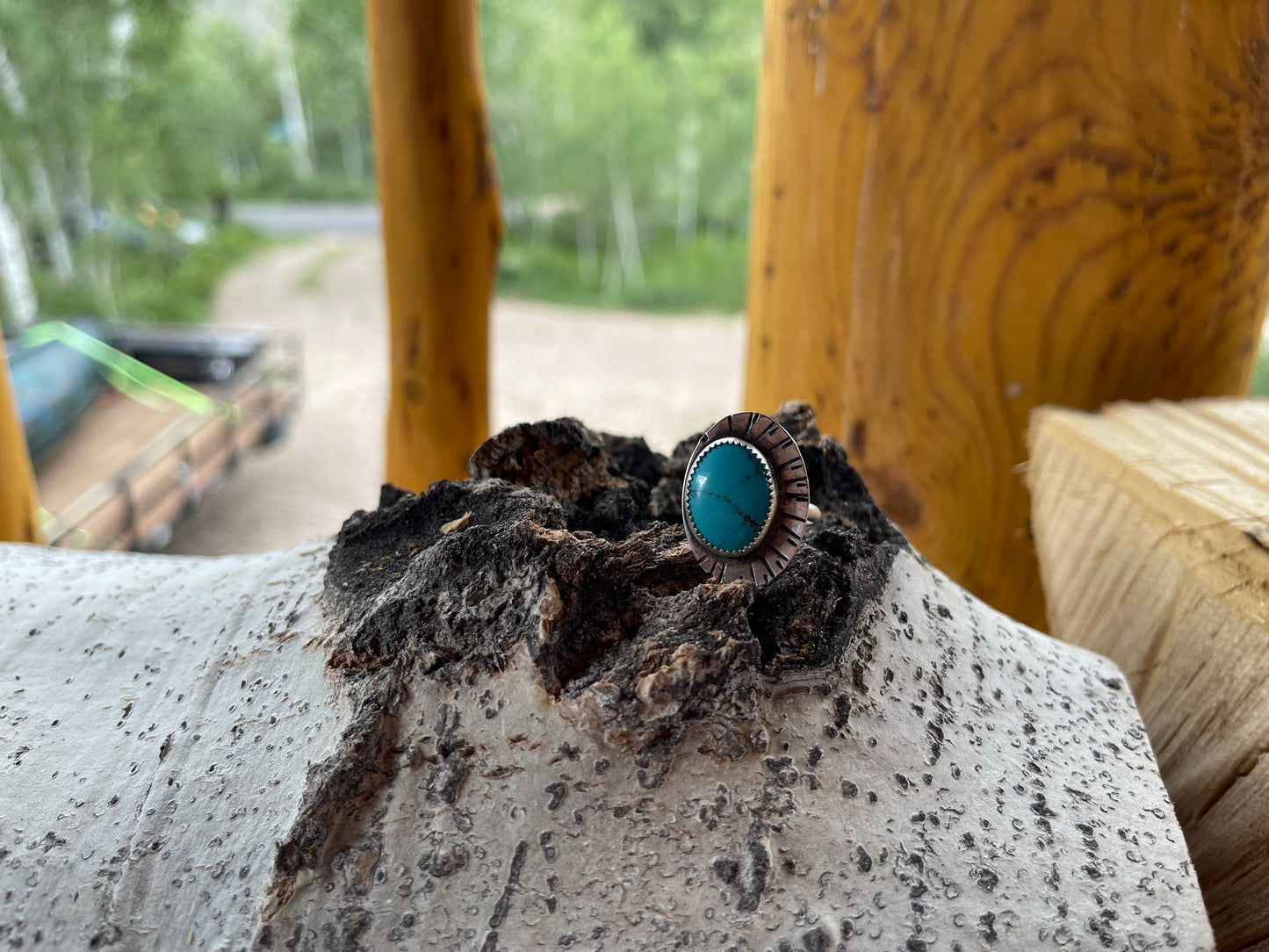 turquoise sunray ring • size 8