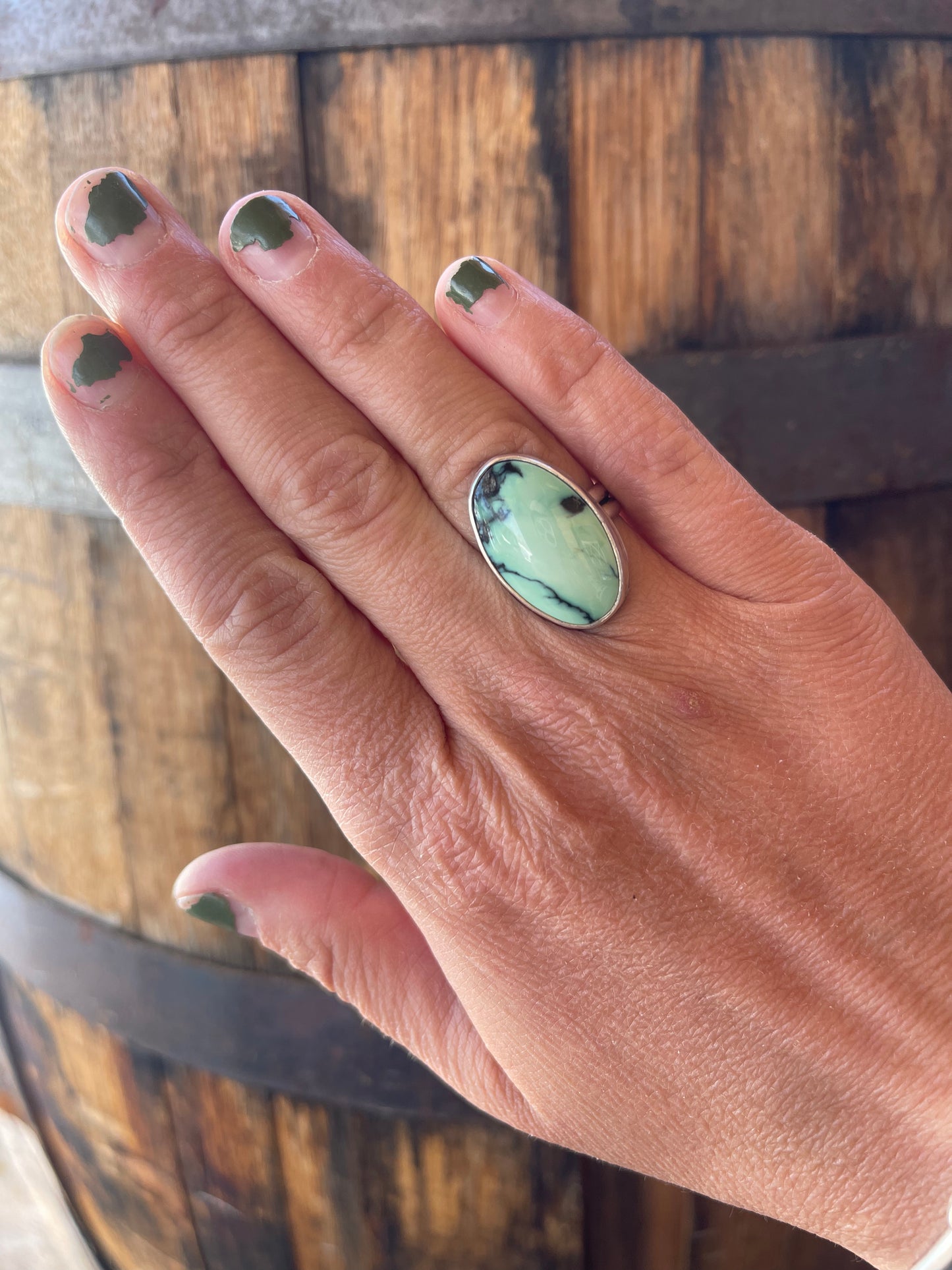 angel wing variscite ring • size 7.75