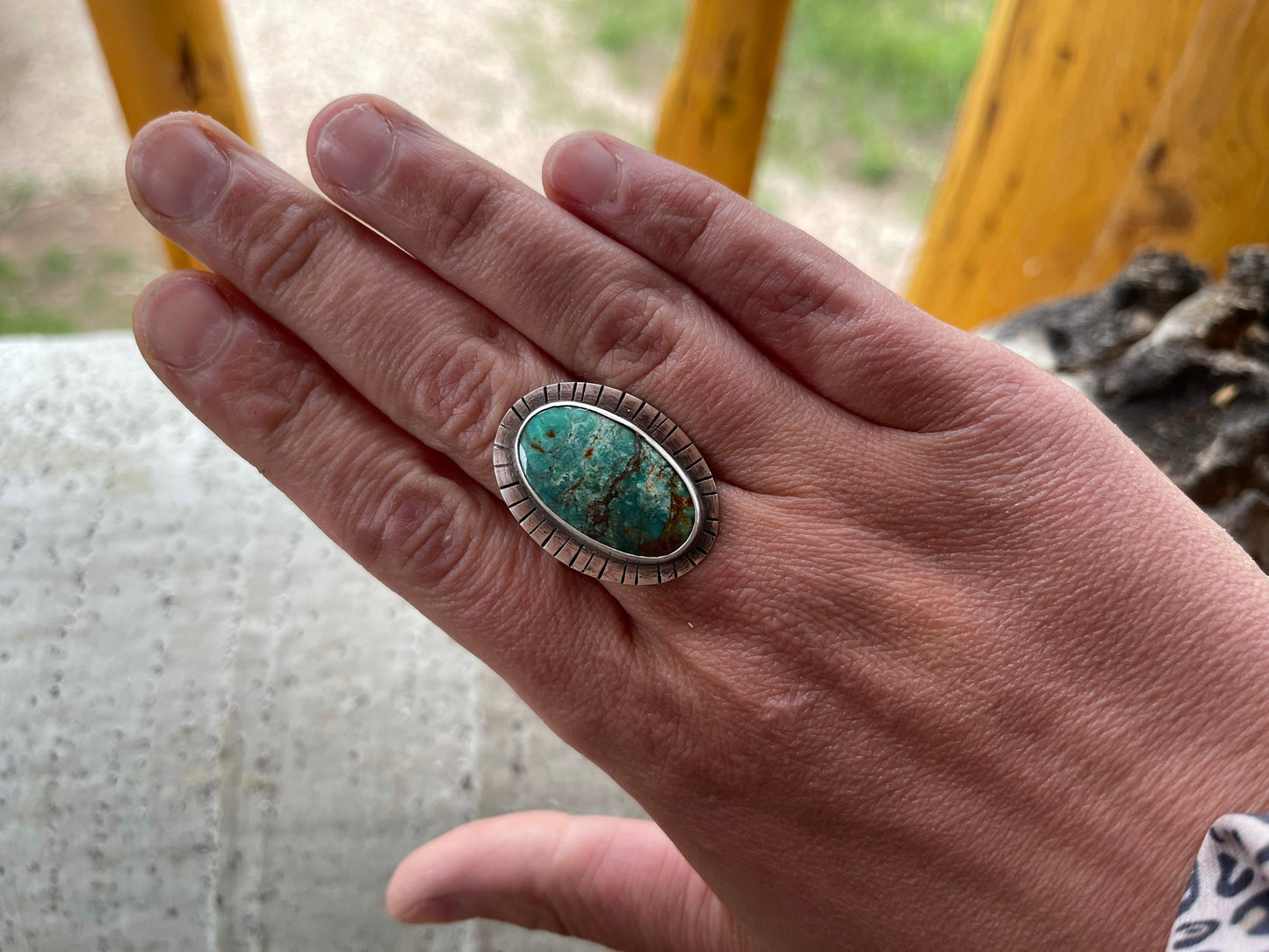 turquoise sunbeam ring •  size 8.5